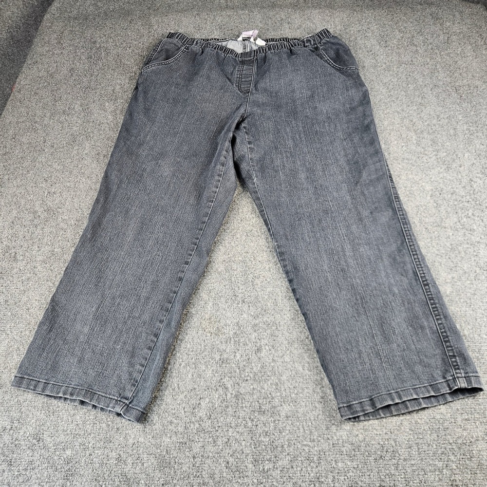 Allison Daley Women Black Denim Elastic Waist Pull On Pants Straight‎ Leg 18W S